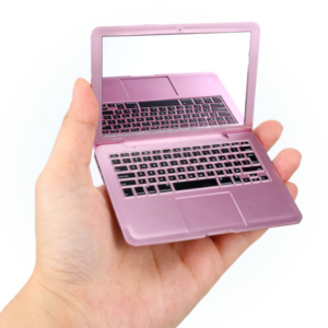 Creative Pink Mini Laptop-Style Makeup Mirror