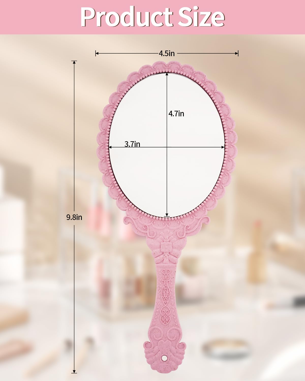 Vintage-Style Handheld Makeup Mirror - Image 2
