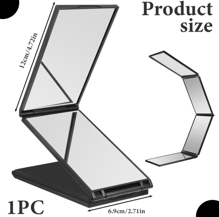 Black Foldable Multi-Angle Tri-Fold Makeup Mirror – Portable Vanity Mirror - Image 2